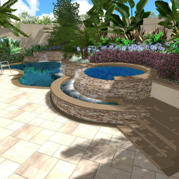 Backyard pool design presented in 3D