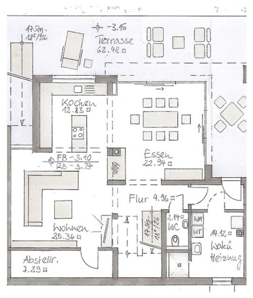 Wohnbereich im Keller