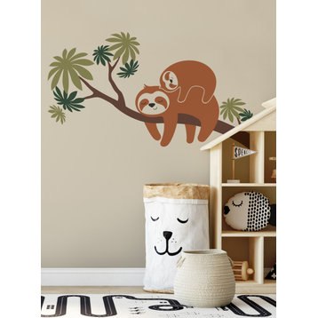 Sloths On A Tree Branch Wall Decal, Scheme A