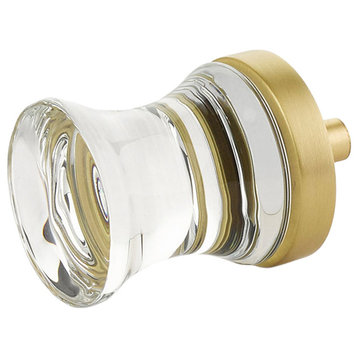 Schaub City Lights Knob Concave Glass Satin Brass 1-1/8" dia