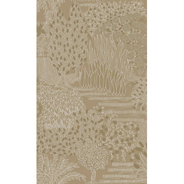 Japanese Gardens Tropical Wallpaper, Gold, Double Roll