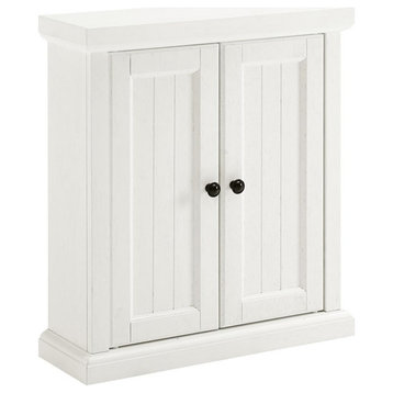 Crosley Furniture Seaside Wood 2 Door Medicine Cabinet in Distressed White