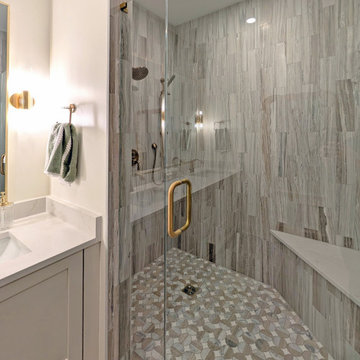 Panoramic Penthouse: Stone-Look Porcelain Walk-In Shower