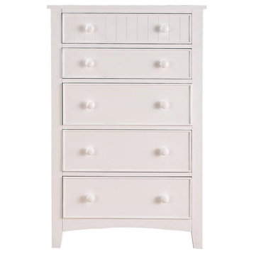 Wooden Chest with 5 Drawers, White