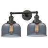 Large Bell 2-Light Bath Fixture, Oil Rubbed Bronze, Glass: Plated Smoked