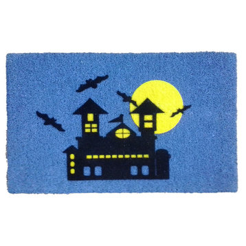 Imports Decor Coir And Pvc Haunted House Door Mat In Multicolor Finish 554PVCF