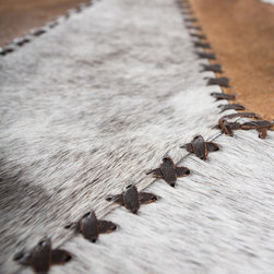 Unique Cowhide Patchwork Area Rug, Handmade, Hair-on-Hide, Beige White, 6' - Area Rugs