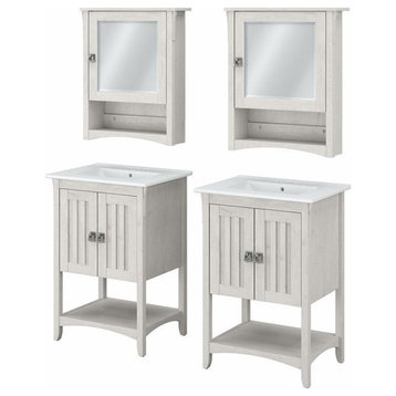 Bush Salinas Engineered Wood Double Vanity Set with Sinks in White