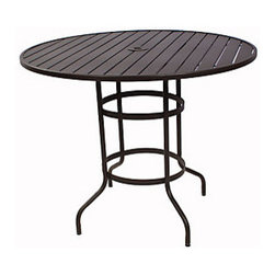 Meadowcraft 48" Round Slat Counter Height Table - Outdoor Dining Tables