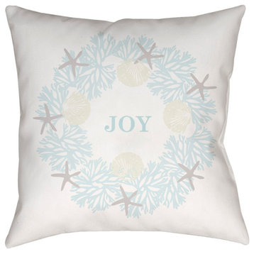Coastal Joy by Surya Poly Fill Pillow, White, 18' x 18'