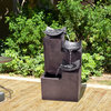 Stone-Look 4-Tier Floor Fountain, Black