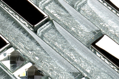 Glass and Stainless Steel Tile Clear Crystal Backsplash Diamond Mosaic