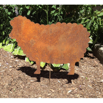 Sheep Garden Art, Rust, Garden Stake