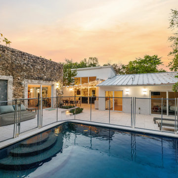 Backyard of a Modern House With Swimming Pool, Modern House,  Remodeling Ideas