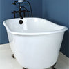 53" Single Slipper Clawfoot Tub No Faucet Drillings, White/Oil Rubbed Bronze