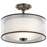 Kichler Lighting - Kichler Lighting 43154MIZ Tallie - Two Light Semi-Flush Mount - Canopy Included: TRUE  Shade Included: TRUE  Canopy Diameter: 5.00Tallie Two Light Semi-Flush Mount Mission Bronze Satin Etched White Glass Light Umber Translucent Organza Shade *UL Approved: YES *Energy Star Qualified: n/a  *ADA Certified: n/a  *Number of Lights: Lamp: 2-*Wattage:100w A19 bulb(s) *Bulb Included:No *Bulb Type:A19 *Finish Type:Mission Bronze