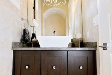 Bathroom - contemporary bathroom idea in Austin with shaker cabinets