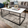 42" Mixed Material Coffee Table with Metal Base, Marble