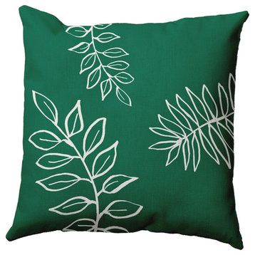 16" x 16" Fern Leaves Decorative Indoor Pillow, Meadow Green