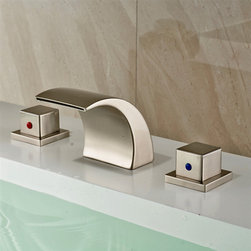 Quito Brushed Nickel Deck Mounted Double Handled Bathtub Faucet - Bathtub Faucets