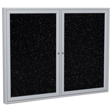 Ghent's 36" x 48" 2 Door Enclosed Rubber Bulletin Board in Speckled Tan