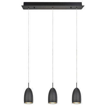 61073-2 Adjustable LED 3-Light Hanging Pendant Ceiling Light, Black