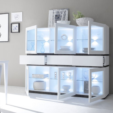 Modern Glass Vitrine Rex by LC Mobili, 6 Doors & 3 Drawers - $3,150.00