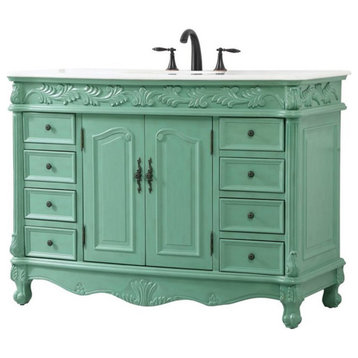Elegant Decor Clarion 48" Solid Wood and MDF Single Bathroom Vanity in Mint