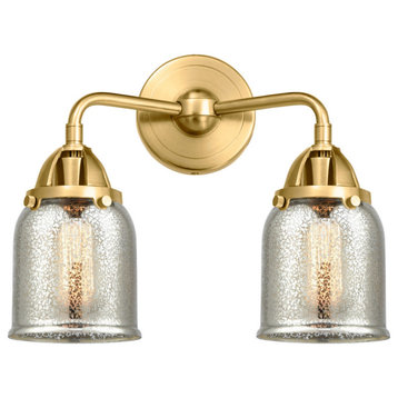 Small Bell Bath Vanity Light, Satin Gold, Silver Plated Mercury