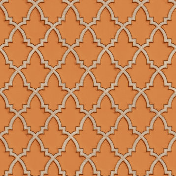 Geometric Textured Wallpaper, Trellis Pattern, Beige Orange, 1 Roll