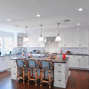 White Transitional Kitchen, East Hills, NY