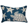 Marina Turtle And Stars Indoor/Outdoor Pillow Navy 12"x18"