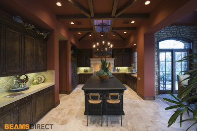 Southwestern Kitchen with Ceiling Beams