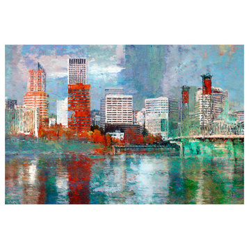 Lisa Sofia Robinson "Portland Skyline" (Portland, Art Print, 30"x45"