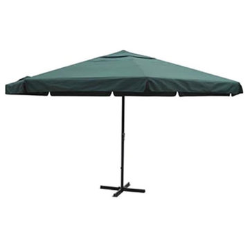 vidaXL Outdoor Umbrella Parasol with Crank Patio Sunshade Aluminum 16' White, Green, 196.9"