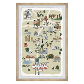 Illustrated Map Of Las Vegas Strip Framed On Paper by Marmont Hill Print