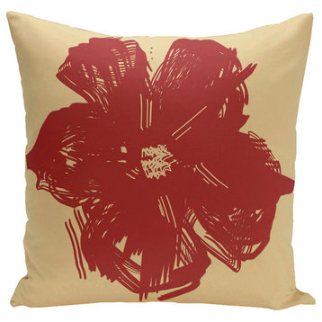 Polyester Outdoor Pillow, Floral, 20"x20"