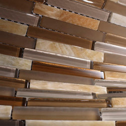 Light and Dark Glass and Honey Onyx Stone Backsplash Mosaic Tile Collection - Home Accessories & Decor