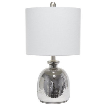 Lalia Home Glass Hammered Jar Table Lamp in Metallic Gray with Gray Shade