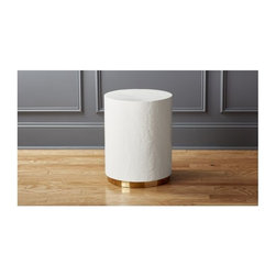 Nicks White Hammered Side Table | CB2 - Dining Tables