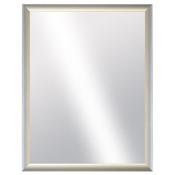Modern Hanging Framed Wall Mounted Aluminum Metal Mirror, Modern Pewter, 20x20