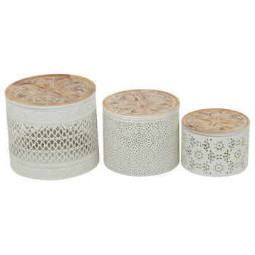 Traditional White Metal Decorative Jars Set 562573