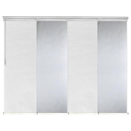 Chauky White-Dappled Iron 4-Panel Track Extendable Vertical Blinds 48-88"x94"