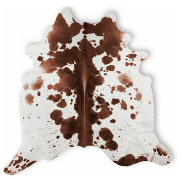 Brown and White Spotted Natural Cowhide Area Rug
