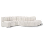 Meridian Furniture - Arc Boucle Fabric Upholstered 6-Pc. S-Shaped Modular Sectional, Cream - Give your living room or den the perfect blend of style and versatility with this Arc boucle fabric curved modular Sectional. Part of the Arc modular furniture collection, this Sectional comes upholstered in rich cream boucle fabric and features deep channel tufting that adds a touch of luxury while enhancing comfort and support. A seamless combination of form and function, this chair can be used with other Arc pieces to create a myriad of configurations in your well-curated room.