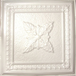 2423 Tin Ceiling Tile - White - Coffered Delight - Ceiling Tile