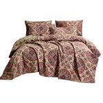 Tache Home Fashion - Tache Bohemian Chic Mandala Paisley Quilt Set, Cal King - Experience deep relaxation with enchanting medallions and indulge in the harmonious design.