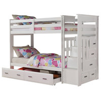ACME Allentown Twin/Twin Bunk Bed With Storage Ladder and Trundle, White