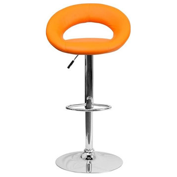 Flash Furniture 24" to 33" Rounded Back Adjustable Bar Stool in Orange