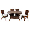 Set of 6 Alexa Dining Side Chairs w/Cushion and Dining Oval Table, Dark Walnut